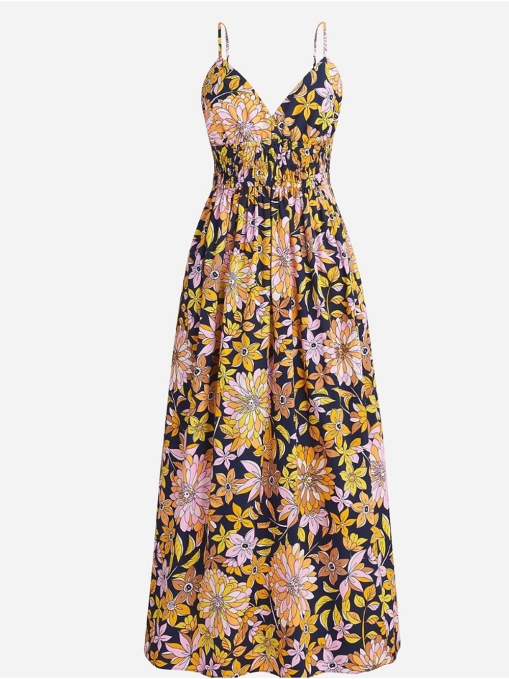J. Crew Maxi Dress with Yellow & Pink Floral Print
